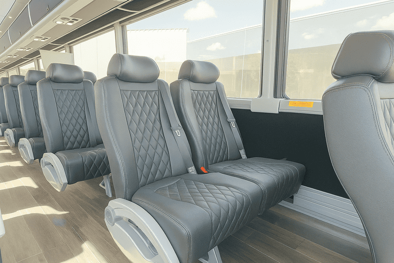 interior of Coach Bus Fresno charter bus